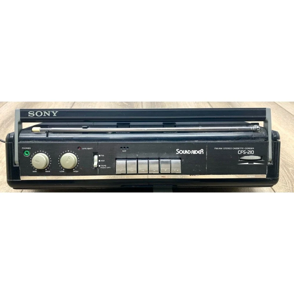 Vintage Sony CFS-210 AM/FM Stereo Cassette Recorder Sound Rider Boombox Works - Picture 4 of 9